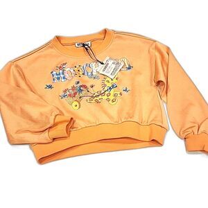 Moschino Sweatshirt Girl's 5 Years Peach Cotton Designer Luxury Stylish Comfy